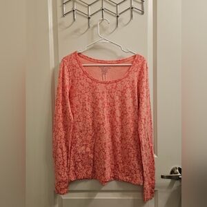 Faded Glory 100% Organic Cotton Pink Floral Long-Sleeved Tee